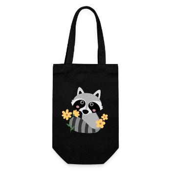 Petit raton laveur avec des fleurs - Sac à bouteille - noir - Devant