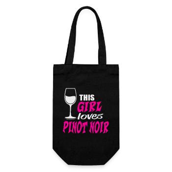 This Girl loves Pinot Noir Rotwein Spruch - Geschenkbeutel für Flaschen - Schwarz - Vorne