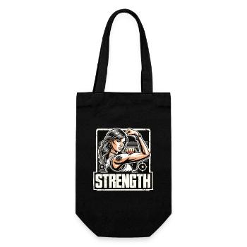 Strength strong woman stretches arm to success gift - Gift Bag for Bottles - black - Front