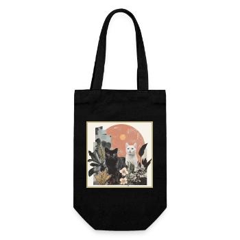 cats collage - Gift Bag for Bottles - black - Front