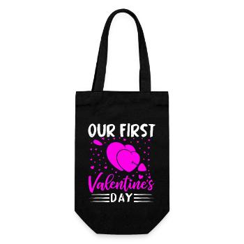 xoxo love you amore Blumen Frauen Valentinstag 14 - Geschenkbeutel für Flaschen - Schwarz - Vorne