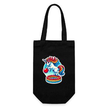 Bunter Einhorn Pool Bounce Spaß - Geschenkbeutel für Flaschen - Schwarz - Vorne