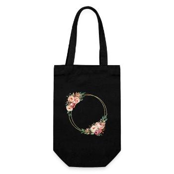 Rustic flower wreath, customizable - Gift Bag for Bottles - black - Front