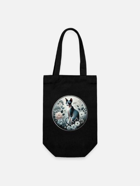 Princesse Sphynx chat parmi les fleurs - Sac à bouteille - noir