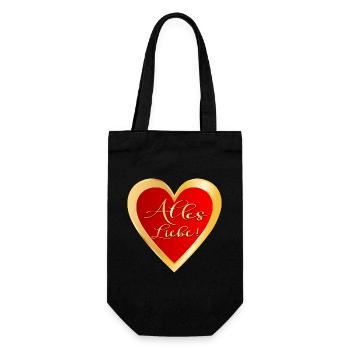 VALENTINSTAG HERZ - ALLES LIEBE WÜNSCHEN - Geschenkbeutel für Flaschen - Schwarz - Vorne