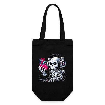 Skeleton Listening to Heart Design - Gift Bag for Bottles - black - Front