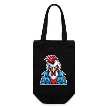 Stylish Bird in Denim Jacket - Gift Bag for Bottles - black - Front
