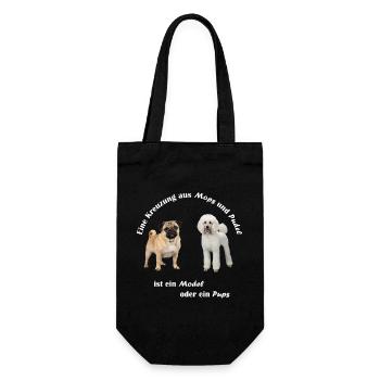 Kreuzung Pudel und Mops - Geschenkbeutel für Flaschen - Schwarz - Vorne