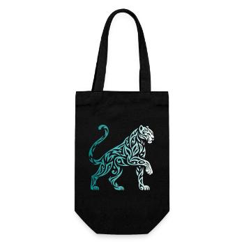 Tribal Panther Farbverlauf Blau Weiß - Geschenkbeutel für Flaschen - Schwarz - Vorne