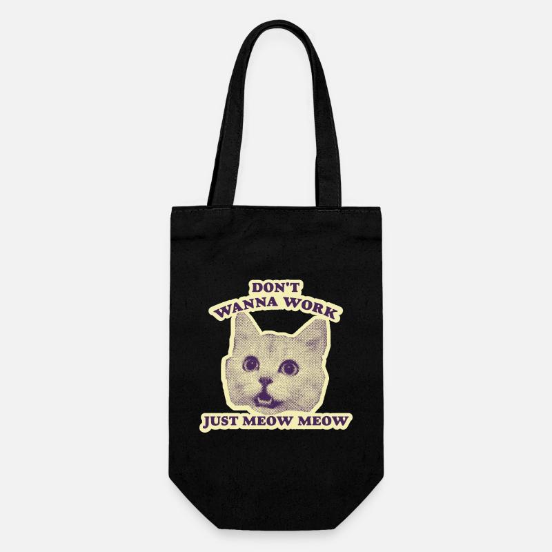 Ne veut pas travailler - Drôle de chat - Sac à bouteille - noir