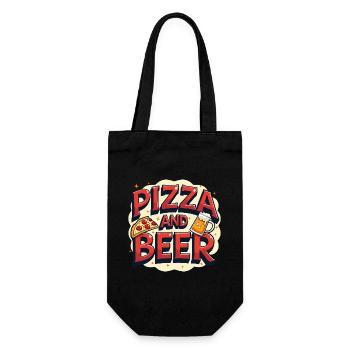 Pizza and Beer Food Alcohol Funny Sayings - Gift Bag for Bottles - black - Front