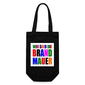 wir sind die brandmauer - Geschenkbeutel für Flaschen - Schwarz - Vorne