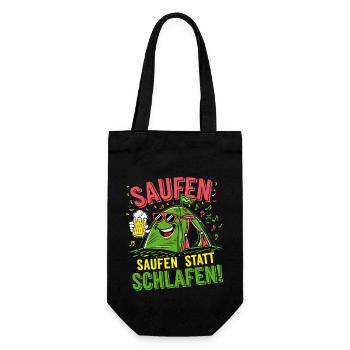 Saufen statt schlafen - Geschenkbeutel für Flaschen - Schwarz - Vorne
