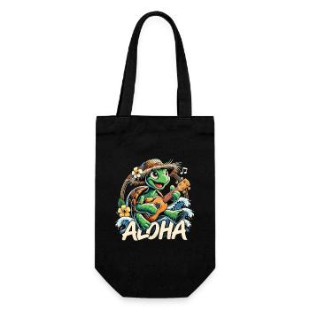 Aloha tortue ukulélé hawaï mer cadeau - Sac à bouteille - noir - Devant