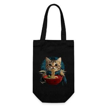 Manga Anime Ramen Nouilles Chat Japon Kawaii Rétro - Sac à bouteille - noir - Devant