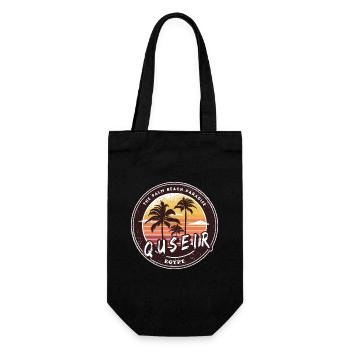 Quseir Ägypten Vintage Palmen Design - Geschenkbeutel für Flaschen - Schwarz - Vorne