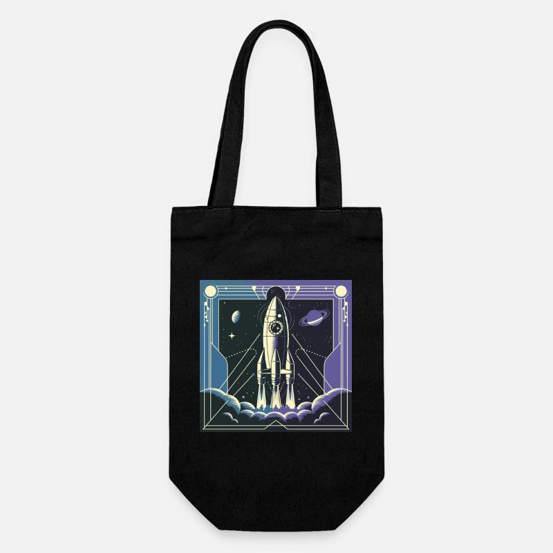 Fusée Art Déco – Design spatial de science-fiction vintage - Sac à bouteille - noir