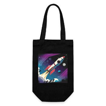 Lancement de fusée rétro – Design spatial futuriste - Sac à bouteille - noir - Devant