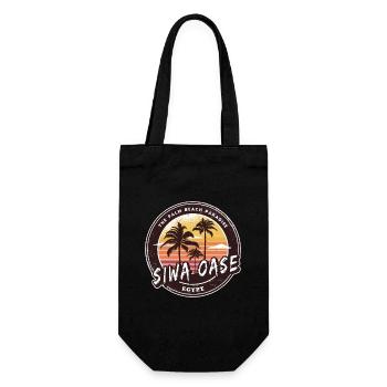 Siwa Oase Ägypten Vintage Palmen Design - Geschenkbeutel für Flaschen - Schwarz - Vorne