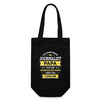 JOURNALIST PAPA: COOL, VATERTAG, WEIHNACHTEN - Geschenkbeutel für Flaschen - Schwarz - Vorne