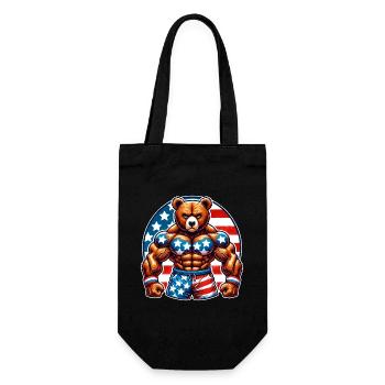Muskel Bär USA - Geschenkbeutel für Flaschen - Schwarz - Vorne