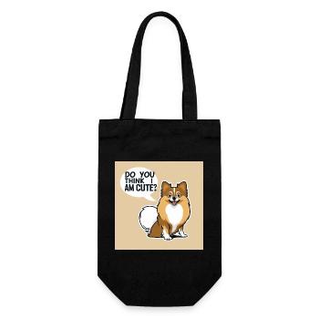Drôle de chien de Poméranie - Pensez-vous que je suis mignon ? - Sac à bouteille - noir - Devant