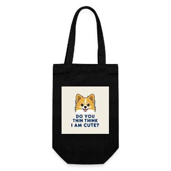 Funny Pomeranian Dog - Do You Think I Am Cute? - Geschenkbeutel für Flaschen - Schwarz - Vorne
