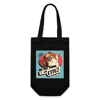 Drôle de chien de Poméranie - Pensez-vous que je suis mignon ? - Sac à bouteille - noir - Devant