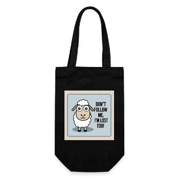 Schaf "Don t follow me - i m lost too!" - Geschenkbeutel für Flaschen - Schwarz - Vorne