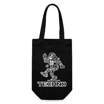 Tanzender Roboterhund - Techno Rave Design - Geschenkbeutel für Flaschen - Schwarz - Vorne