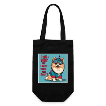 Hund im Superheldenkostüm - Geschenkbeutel für Flaschen - Schwarz - Vorne