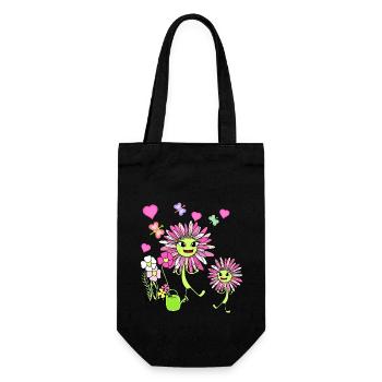 Spring Summer Flowers Flower Children Child Garden - Gift Bag for Bottles - black - Front