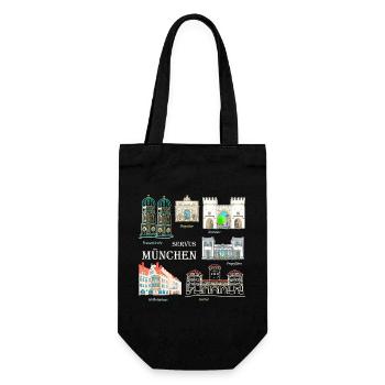 Munich, Dessin à la main, Bavière - Sac à bouteille - noir - Devant