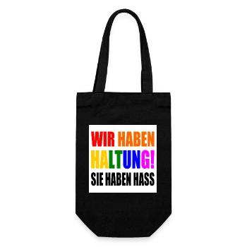 wir haben haltung sie haben hass - Geschenkbeutel für Flaschen - Schwarz - Vorne