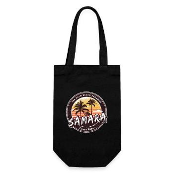 Samara – Costa Rica Palm Trees Beach Design - Gift Bag for Bottles - black - Front