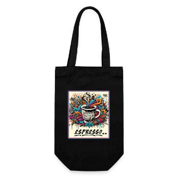 Espresso Graffiti Kaffee Design - Geschenkbeutel für Flaschen - Schwarz - Vorne