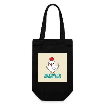 Chicken "Trying to hendl this" - Gift Bag for Bottles - black - Front