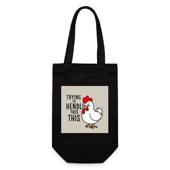 Comic Chicken "Trying to Hendl this" - Gift Bag for Bottles - black - Front