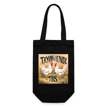 Chickens "Trying to Hendl this" - Gift Bag for Bottles - black - Front