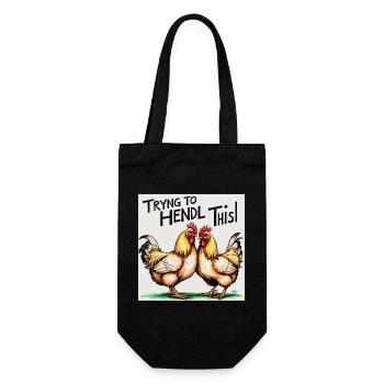 Chickens "Trying to Hendl this" - Gift Bag for Bottles - black - Front