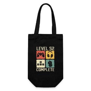 Level 52 Complete Gamer 52th Birthday Gift - Gift Bag for Bottles - black - Front