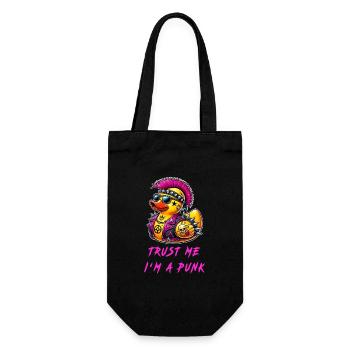 Vertraue mir, ich bin ein Punk / Ente - Geschenkbeutel für Flaschen - Schwarz - Vorne