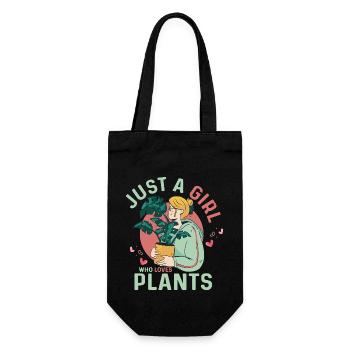 Just A Girl Who Loves Plants Botanical Gardening - Geschenkbeutel für Flaschen - Schwarz - Vorne