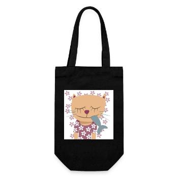 Cat Flowers Poster Spring Nursery Fish - Gift Bag for Bottles - black - Front