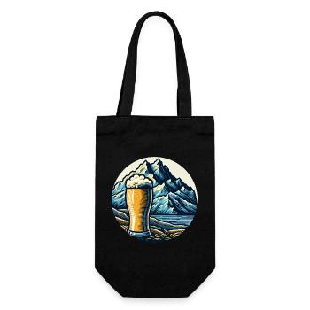 Mountain Beer Landscape Illustration - Gift Bag for Bottles - black - Front
