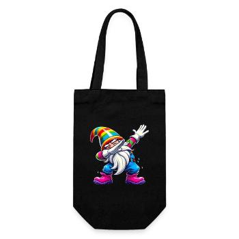 Dabbing Rainbow Gnome Funny Gift - Gift Bag for Bottles - black - Front