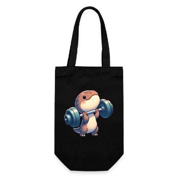 Chibi Dino T-Rex Workout with Dumbbells - Gift Bag for Bottles - black - Front
