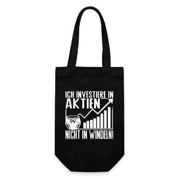 Ich investiere in Aktien – nicht in Windeln - Geschenkbeutel für Flaschen - Schwarz - Vorne