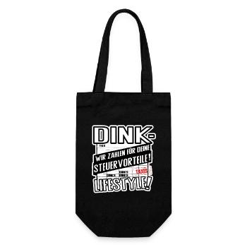 DINK Lifestyle – Wir zahlen für deine Steuervortei - Geschenkbeutel für Flaschen - Schwarz - Vorne