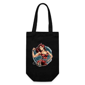Strength Strong Woman Rockabilly Suspender Gift - Gift Bag for Bottles - black - Front